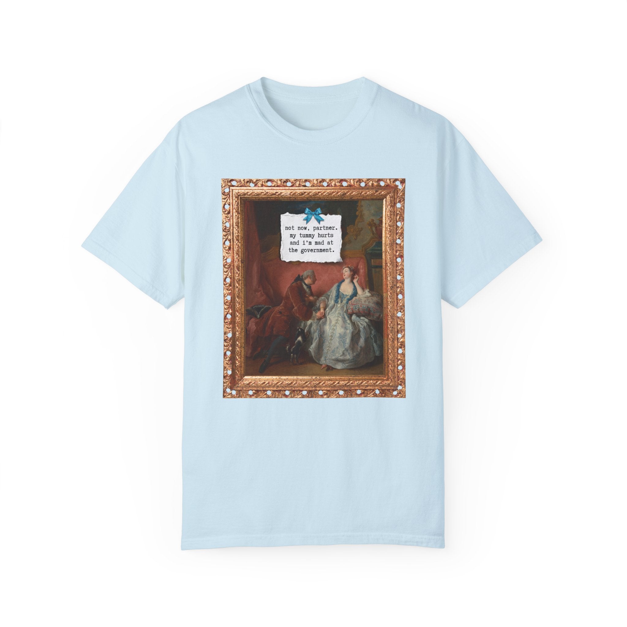 Funny French Art History Tee Shirt for Humanities Major Who's Mad at the Government, Cute Feminist T-Shirt with Bow, Jean François de Troy - Opal and June