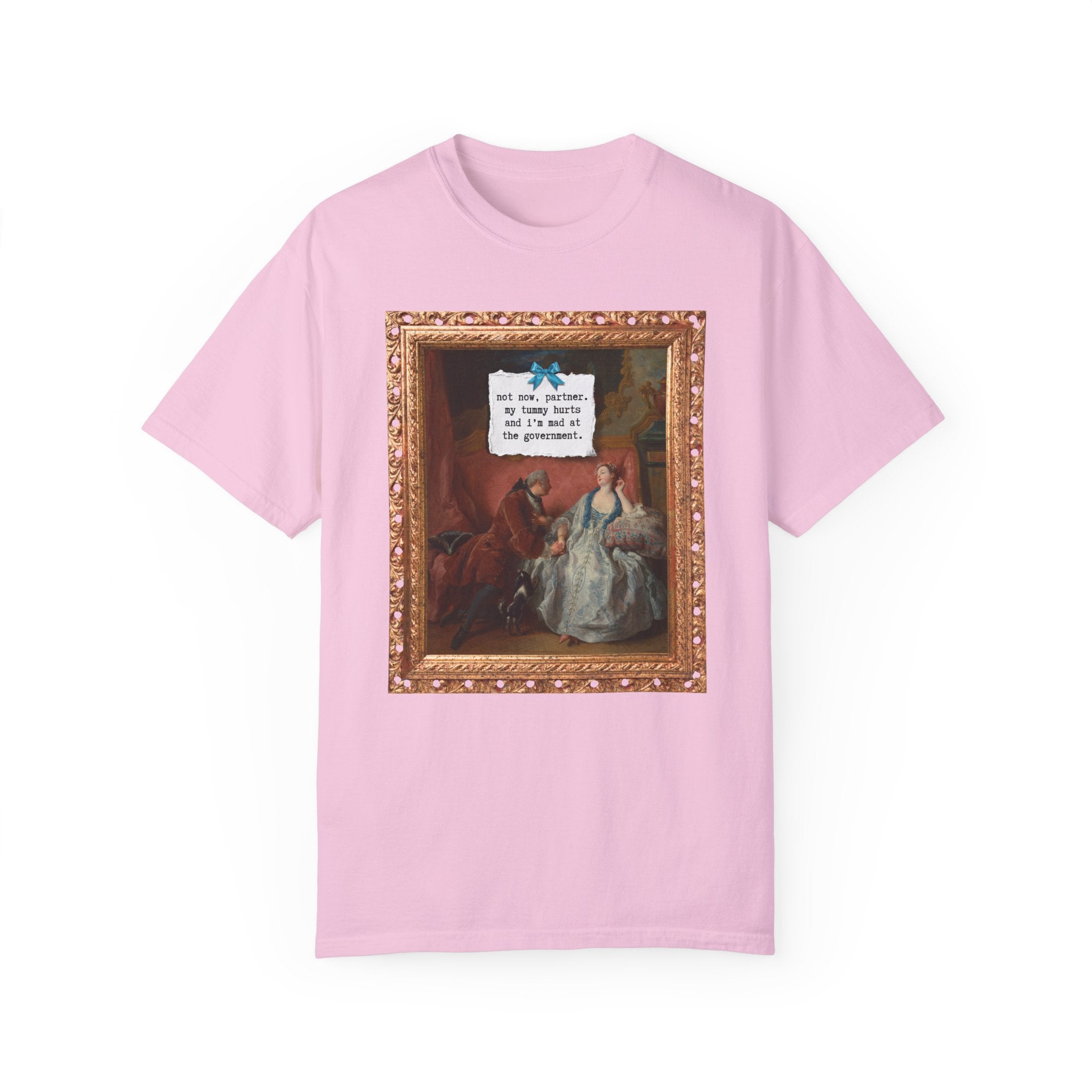 Funny French Art History Tee Shirt for Humanities Major Who's Mad at the Government, Cute Feminist T-Shirt with Bow, Jean François de Troy - Opal and June