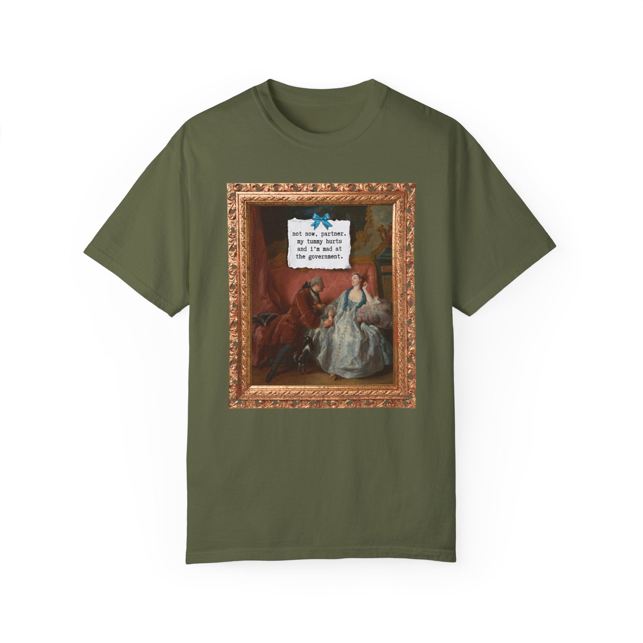 Funny French Art History Tee Shirt for Humanities Major Who's Mad at the Government, Cute Feminist T-Shirt with Bow, Jean François de Troy - Opal and June