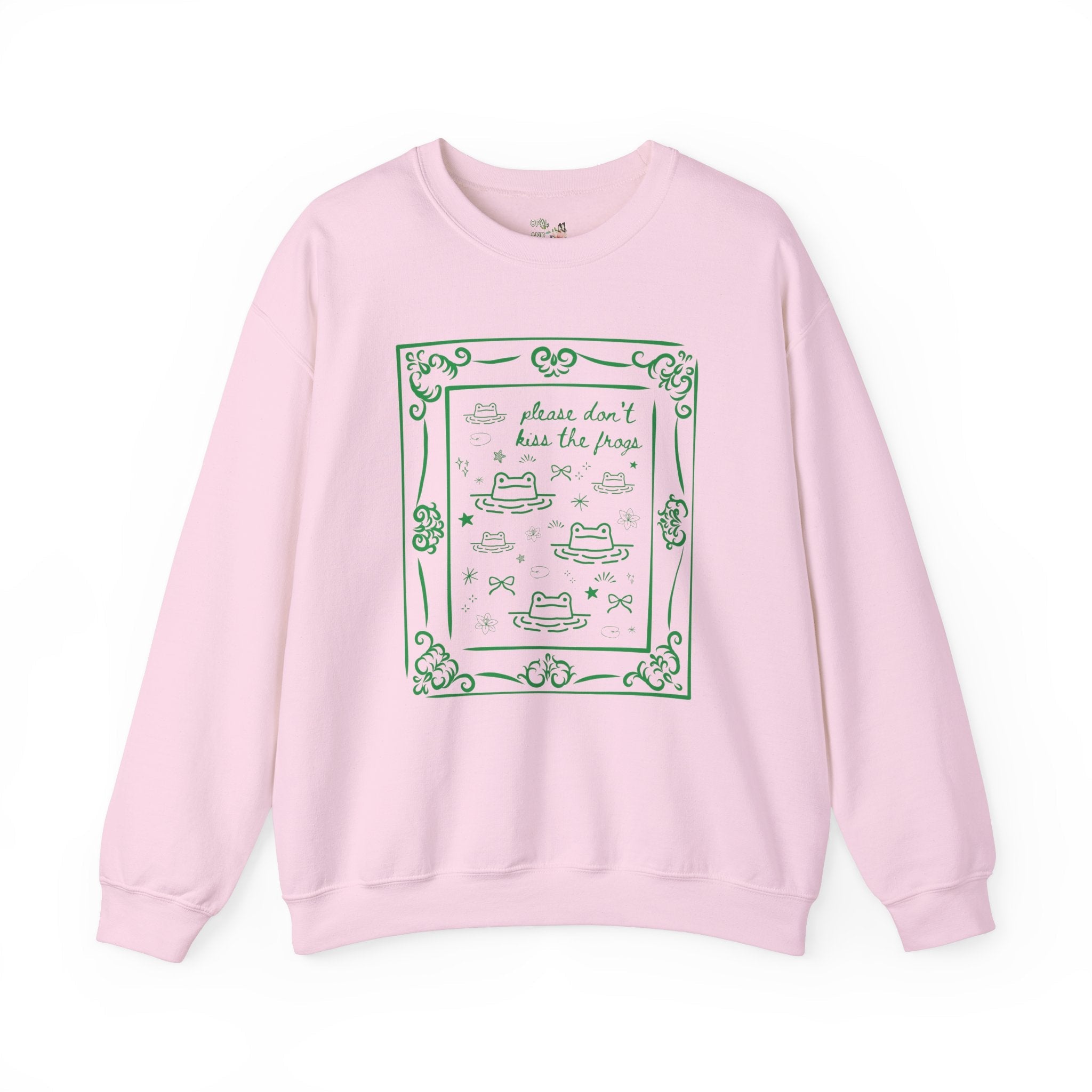 Funny Frog Lover Sweatshirt for Animal or Amphibian Lover: Please Don't Kiss the Frogs, Silly Weirdcore Goblincore Shirt with Y2K Doodles - Opal and June