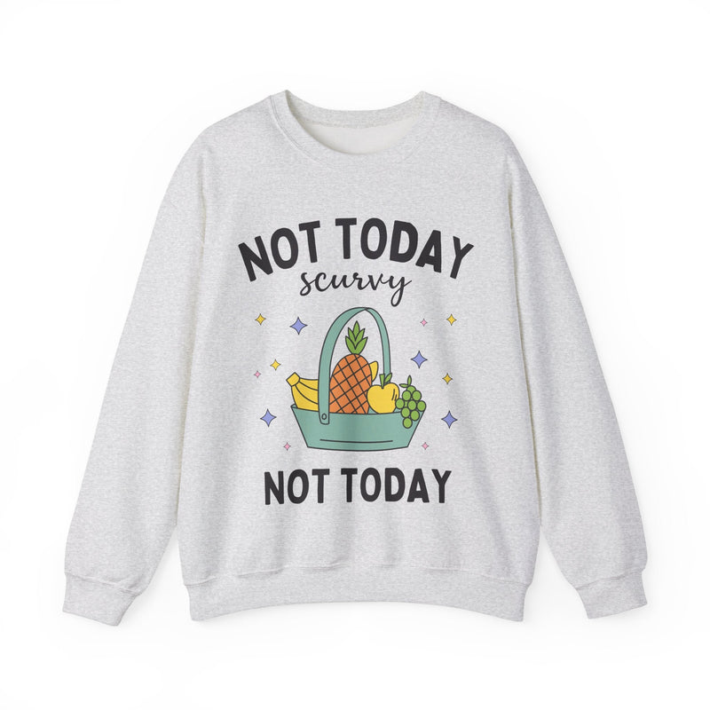 Funny Fruit Lover Sweatshirt for Historian or History Teacher: Not Today Scurvy | History Professor Gift, Social Studies, Cute Retro Fruit - Opal and June