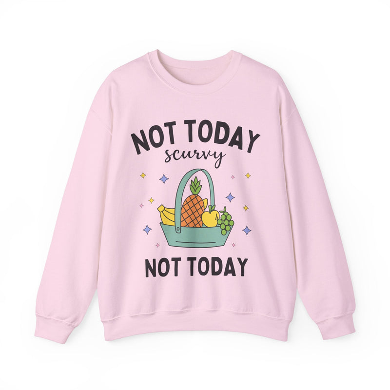 Funny Fruit Lover Sweatshirt for Historian or History Teacher: Not Today Scurvy | History Professor Gift, Social Studies, Cute Retro Fruit - Opal and June