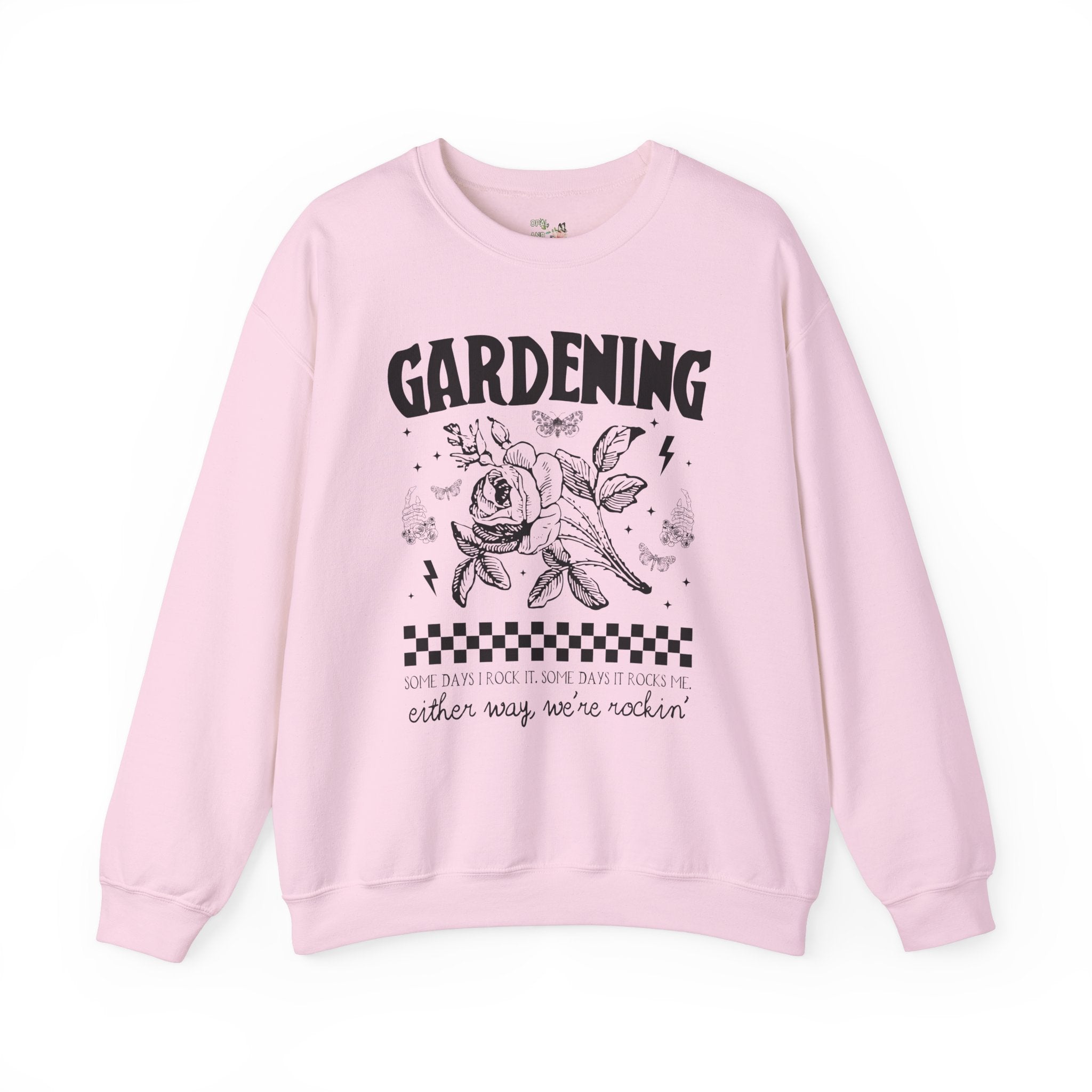 Funny Gardening Sweatshirt for Mom Who Loves Gardening, Cute Rocker Grunge Aesthetic Shirt with Skeleton, Funny Saying Flower Farmer Gift - Opal and June