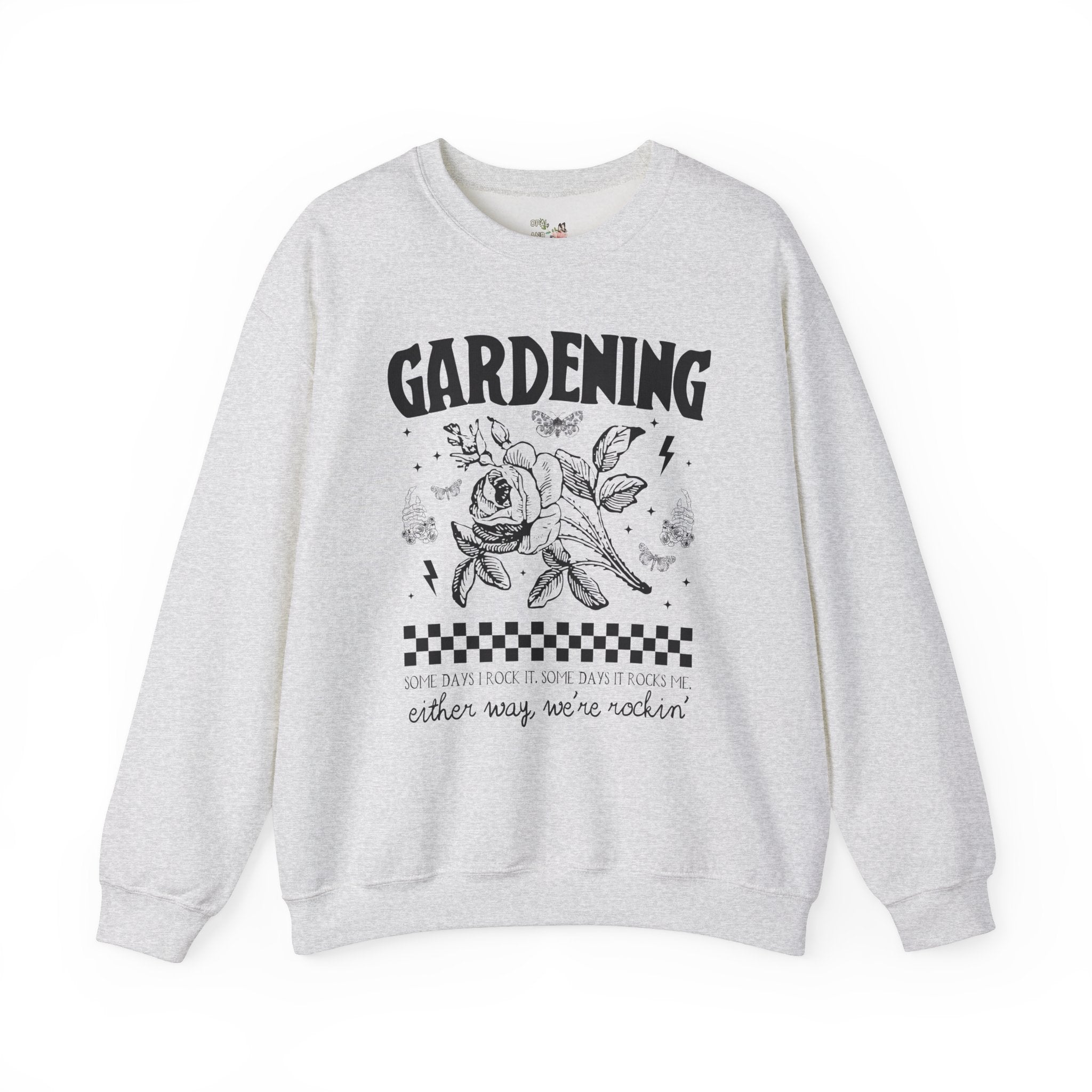 Funny Gardening Sweatshirt for Mom Who Loves Gardening, Cute Rocker Grunge Aesthetic Shirt with Skeleton, Funny Saying Flower Farmer Gift - Opal and June