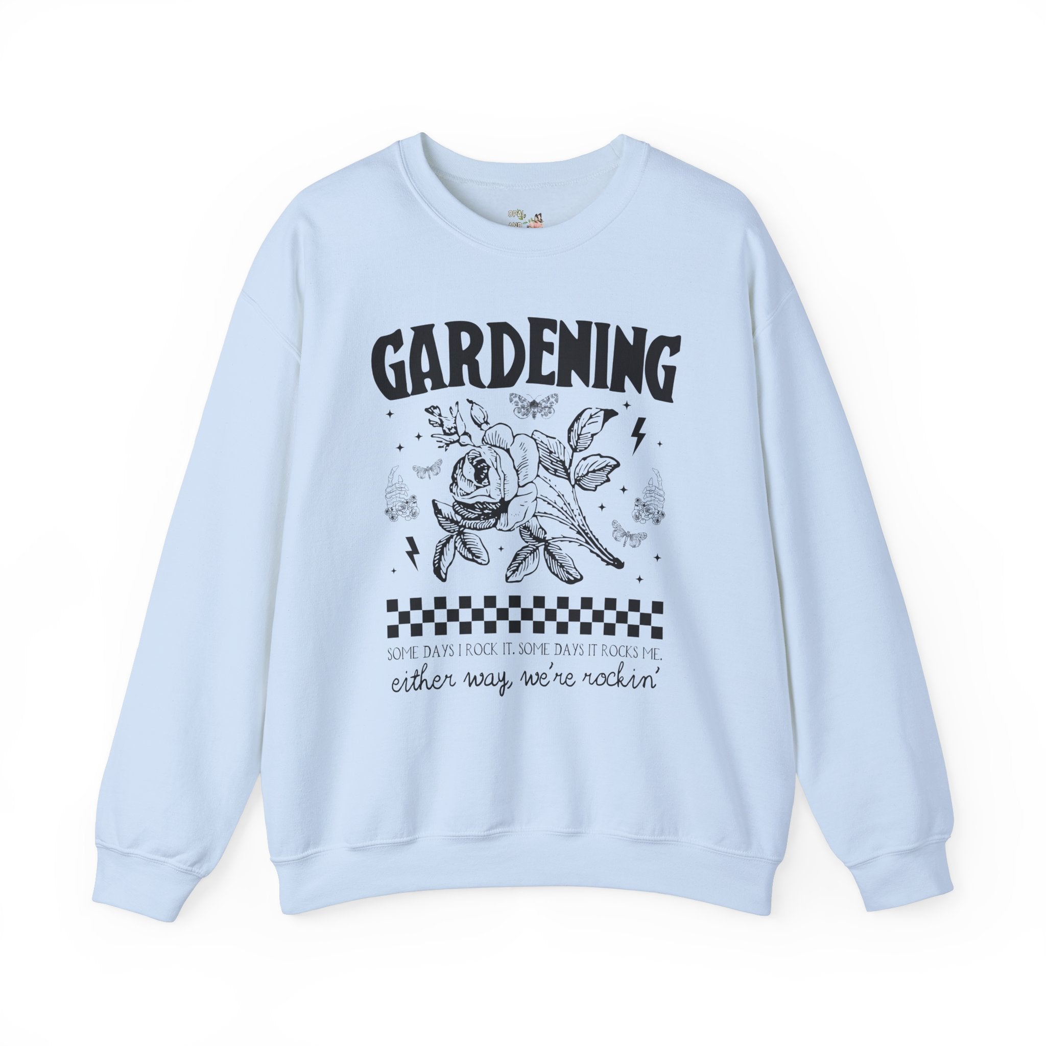 Funny Gardening Sweatshirt for Mom Who Loves Gardening, Cute Rocker Grunge Aesthetic Shirt with Skeleton, Funny Saying Flower Farmer Gift - Opal and June