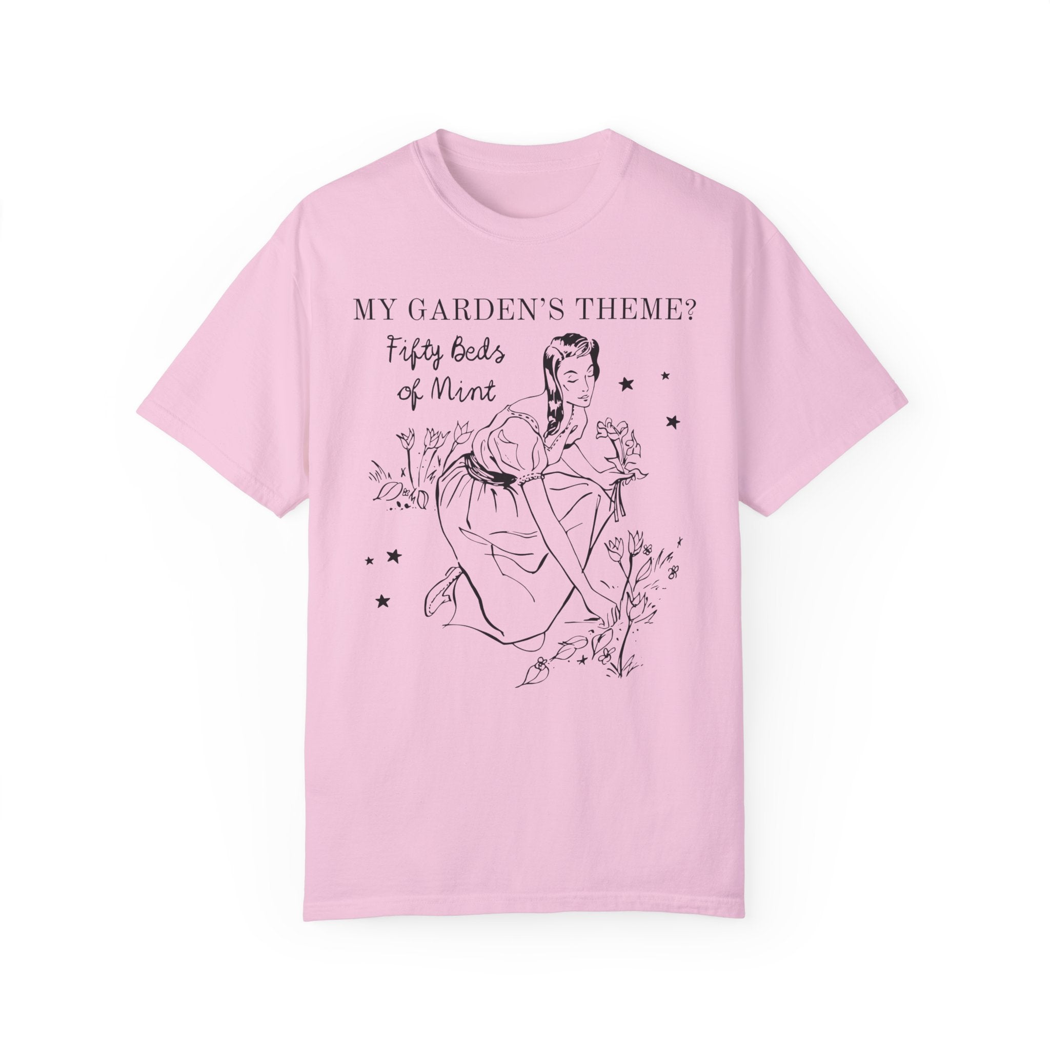 Funny Gardening Tee Shirt for Garden Lover Who Has Too Much Mint: Silly Vintage Aesthetic Garden Girlie T-Shirt, Funny Saying Gardening Tee - Opal and June