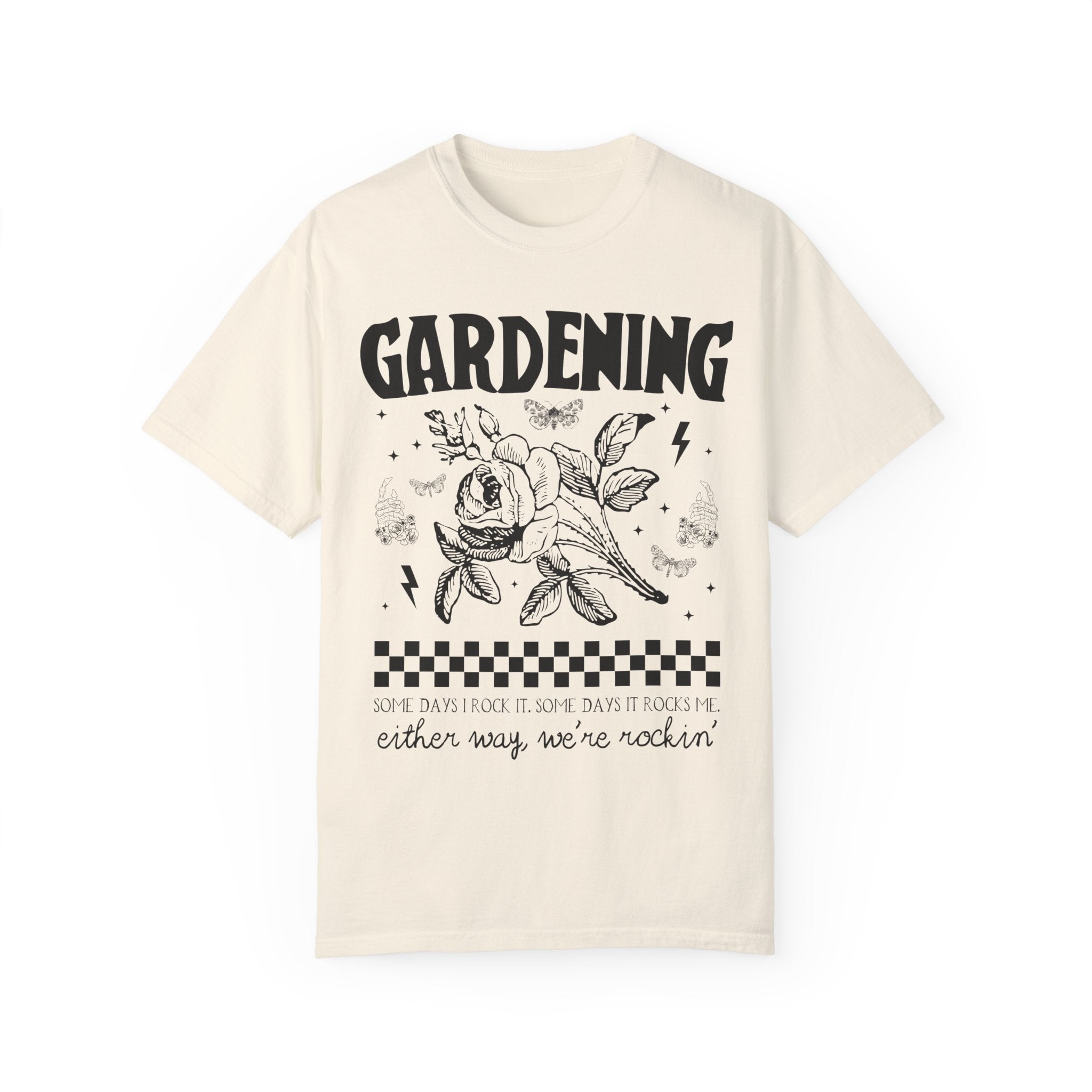 Funny Gardening Tee Shirt for Mom Who Loves Gardening, Cute Rocker Grunge Aesthetic T-Shirt with Rose, Funny Saying Flower Farmer Tee Shirt - Opal and June