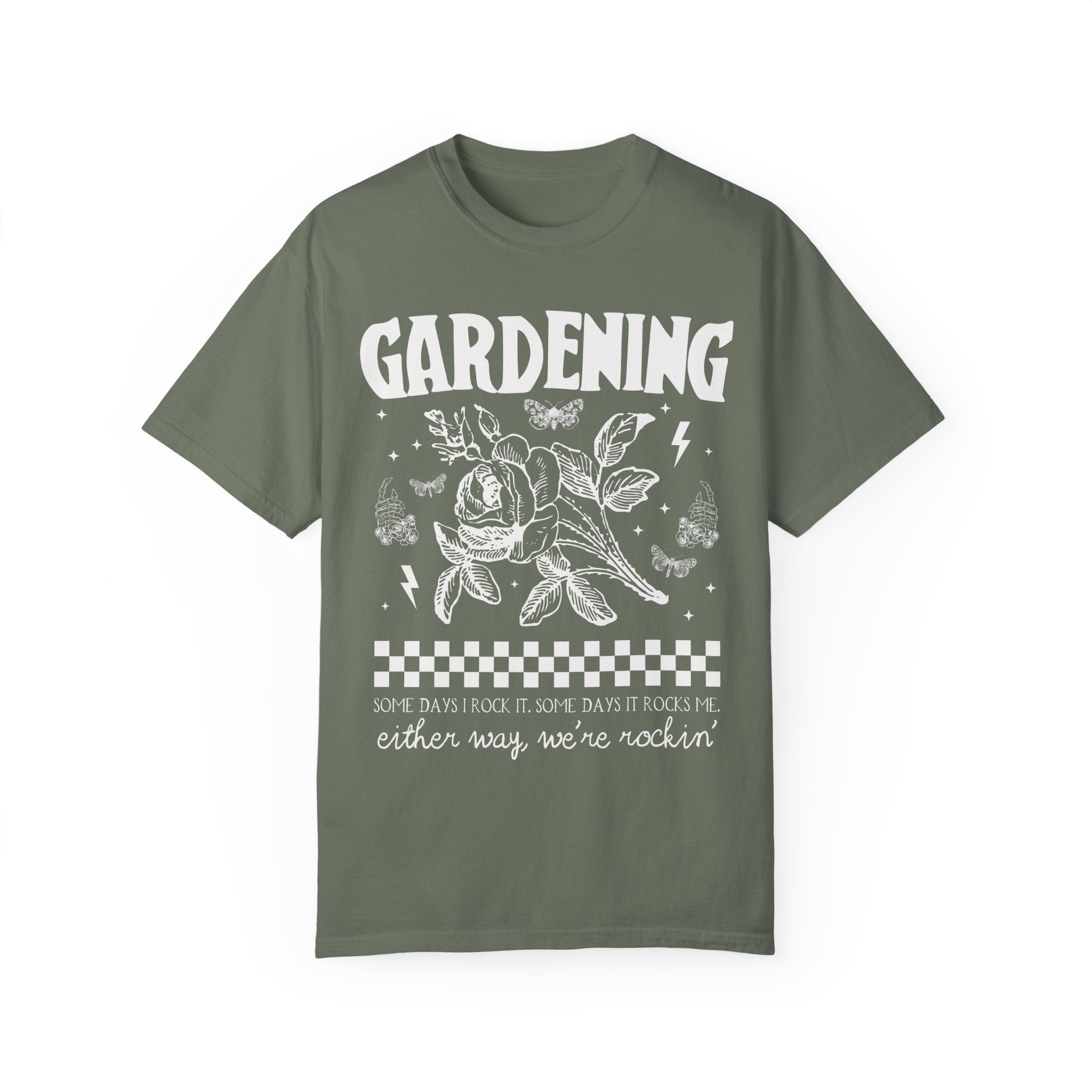 Funny Gardening Tee Shirt for Mom Who Loves Gardening, Cute Rocker Grunge Aesthetic T-Shirt with Rose, Funny Saying Flower Farmer Tee Shirt - Opal and June