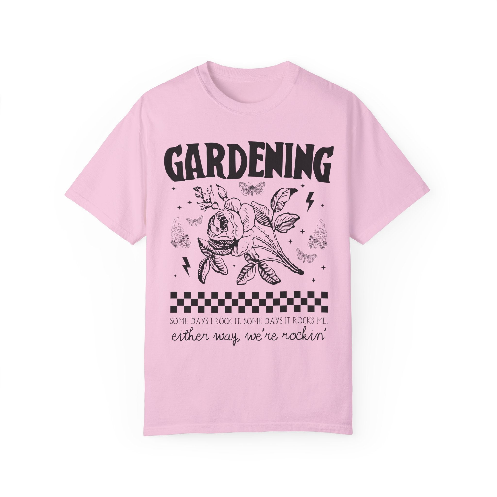 Funny Gardening Tee Shirt for Mom Who Loves Gardening, Cute Rocker Grunge Aesthetic T-Shirt with Rose, Funny Saying Flower Farmer Tee Shirt - Opal and June