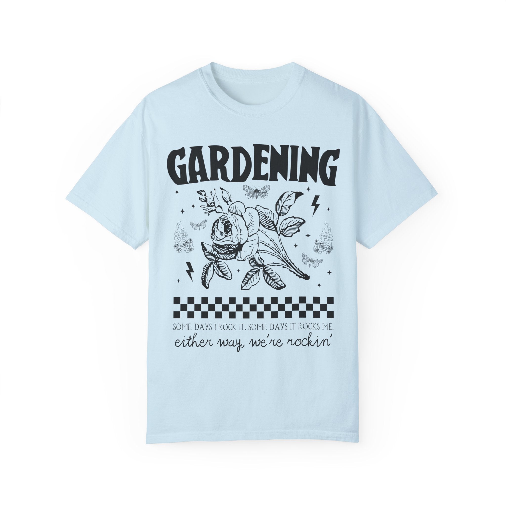 Funny Gardening Tee Shirt for Mom Who Loves Gardening, Cute Rocker Grunge Aesthetic T-Shirt with Rose, Funny Saying Flower Farmer Tee Shirt - Opal and June