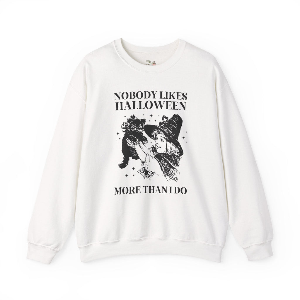 Funny Halloween Lover Sweatshirt with Cat, Silly Goblincore Shirt, Vintage Aesthetic and Cute Witchy Vibes, Halloween Teacher or Mom Shirt - Opal and June