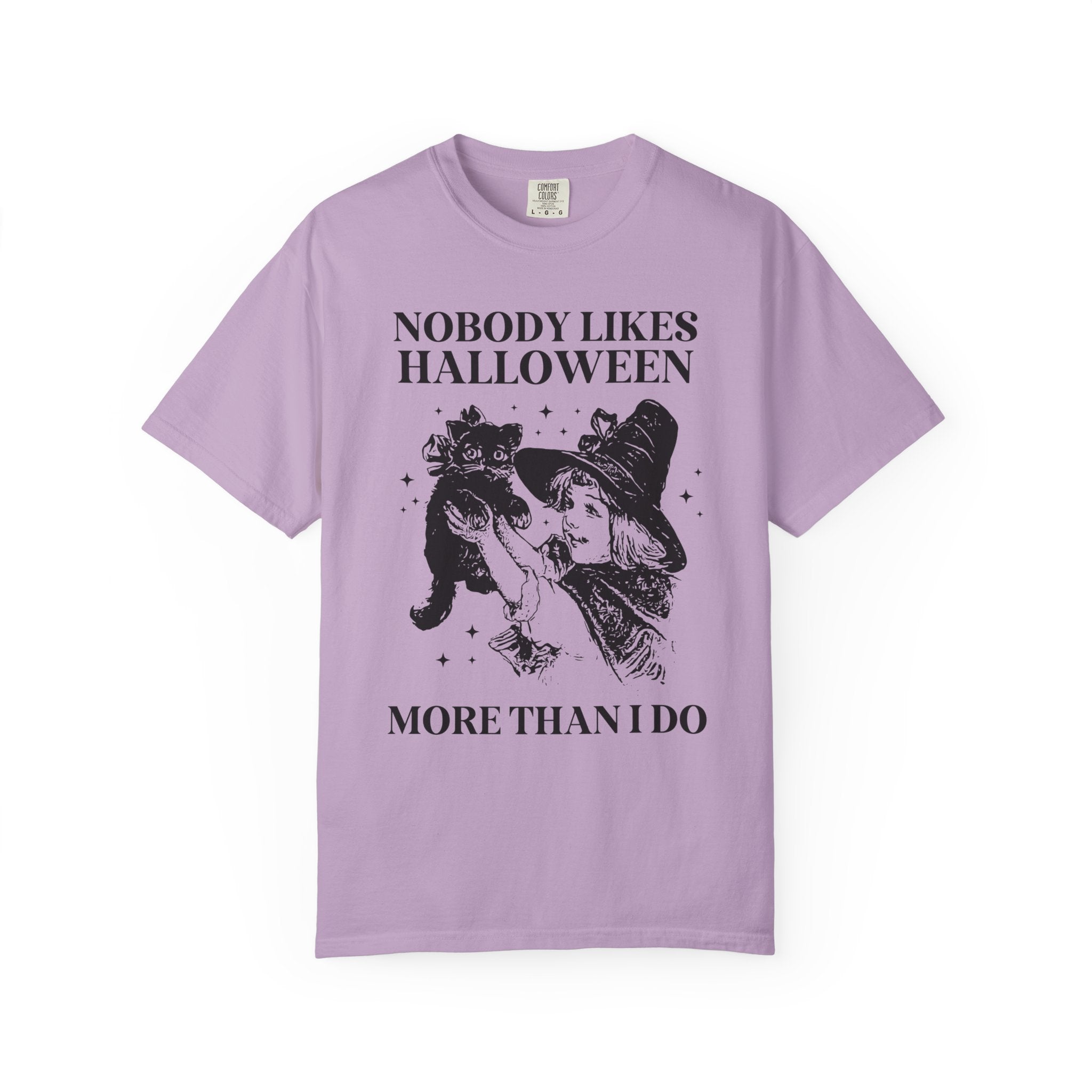Funny Halloween Lover Tee Shirt with Cat, Silly Goblincore T-Shirt, Vintage Aesthetic and Cute Witchy Vibes, Halloween Teacher or Mom Tee - Opal and June