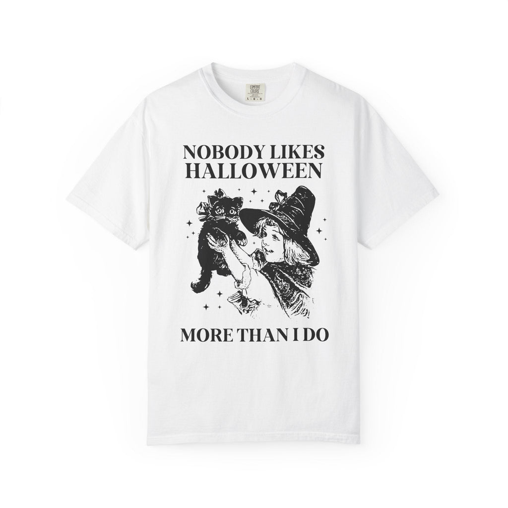 Funny Halloween Lover Tee Shirt with Cat, Silly Goblincore T-Shirt, Vintage Aesthetic and Cute Witchy Vibes, Halloween Teacher or Mom Tee - Opal and June