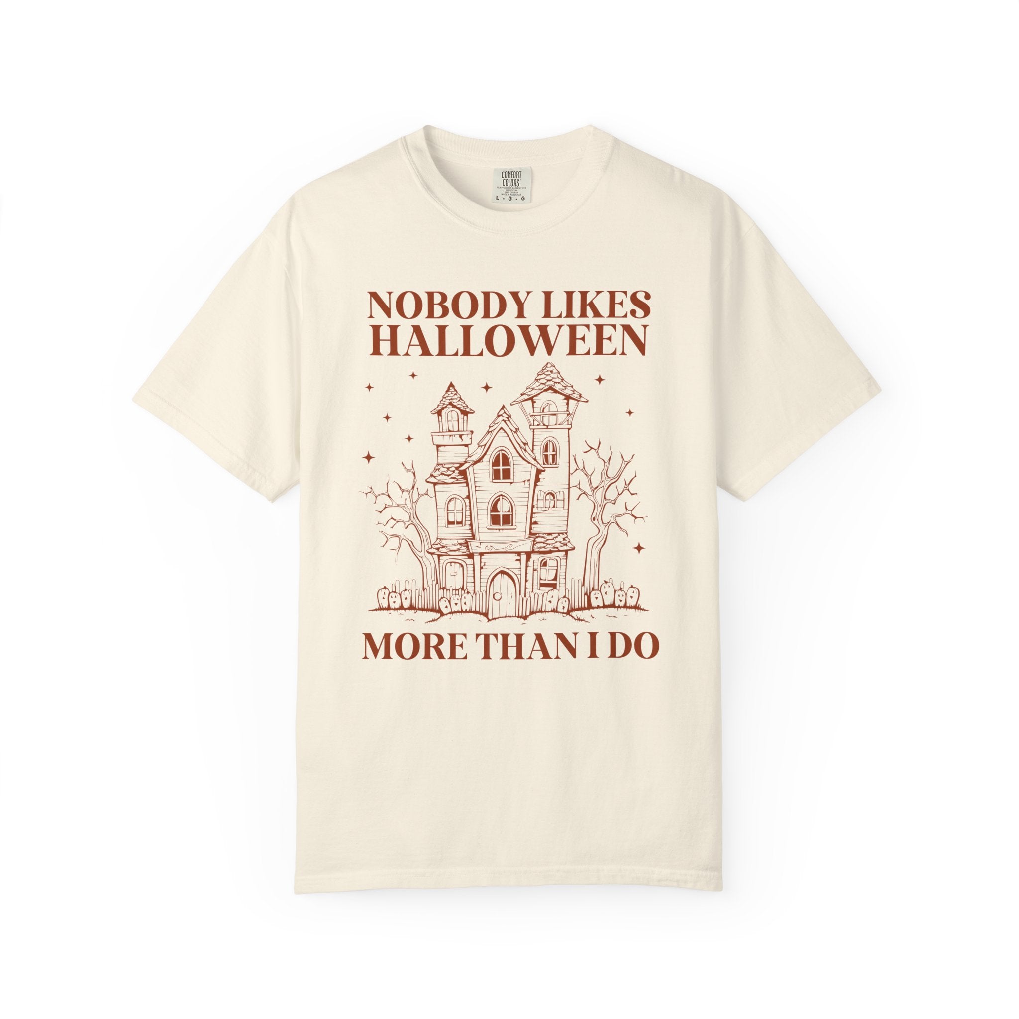 Funny Halloween Lover Tee Shirt with Spooky Haunted House: Nobody Likes Halloween More Than I Do, Cute 90s Throwback Tee for Halloween - Opal and June