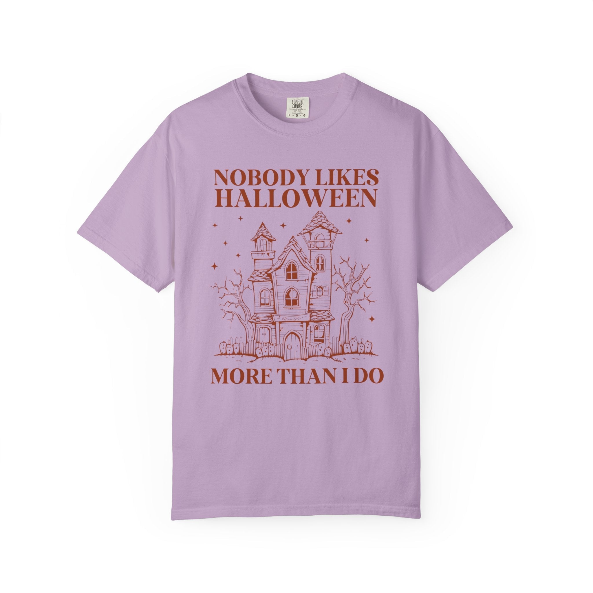 Funny Halloween Lover Tee Shirt with Spooky Haunted House: Nobody Likes Halloween More Than I Do, Cute 90s Throwback Tee for Halloween - Opal and June