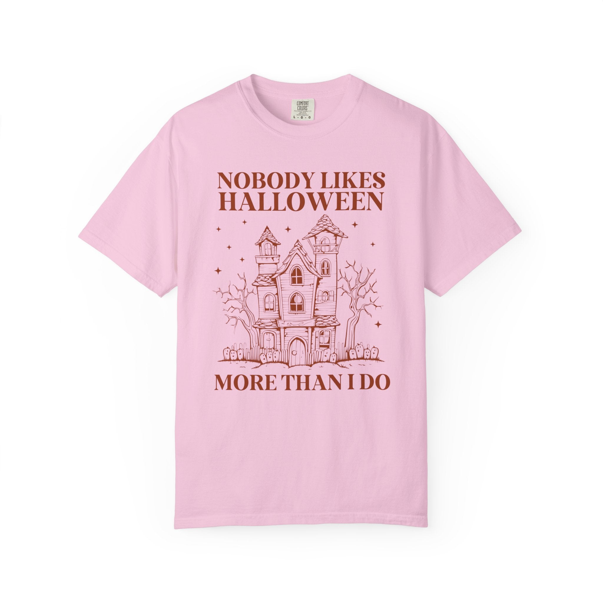 Funny Halloween Lover Tee Shirt with Spooky Haunted House: Nobody Likes Halloween More Than I Do, Cute 90s Throwback Tee for Halloween - Opal and June