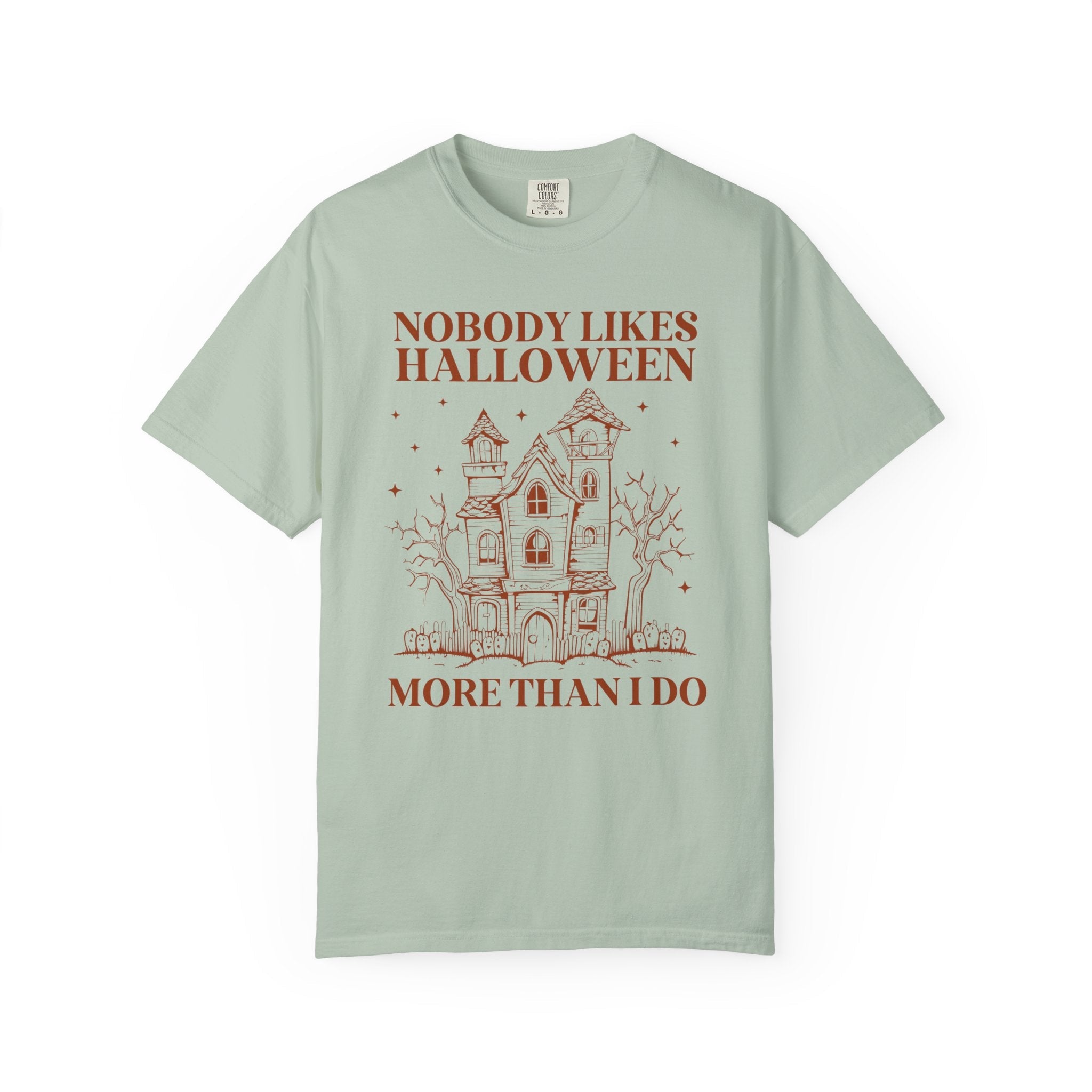 Funny Halloween Lover Tee Shirt with Spooky Haunted House: Nobody Likes Halloween More Than I Do, Cute 90s Throwback Tee for Halloween - Opal and June