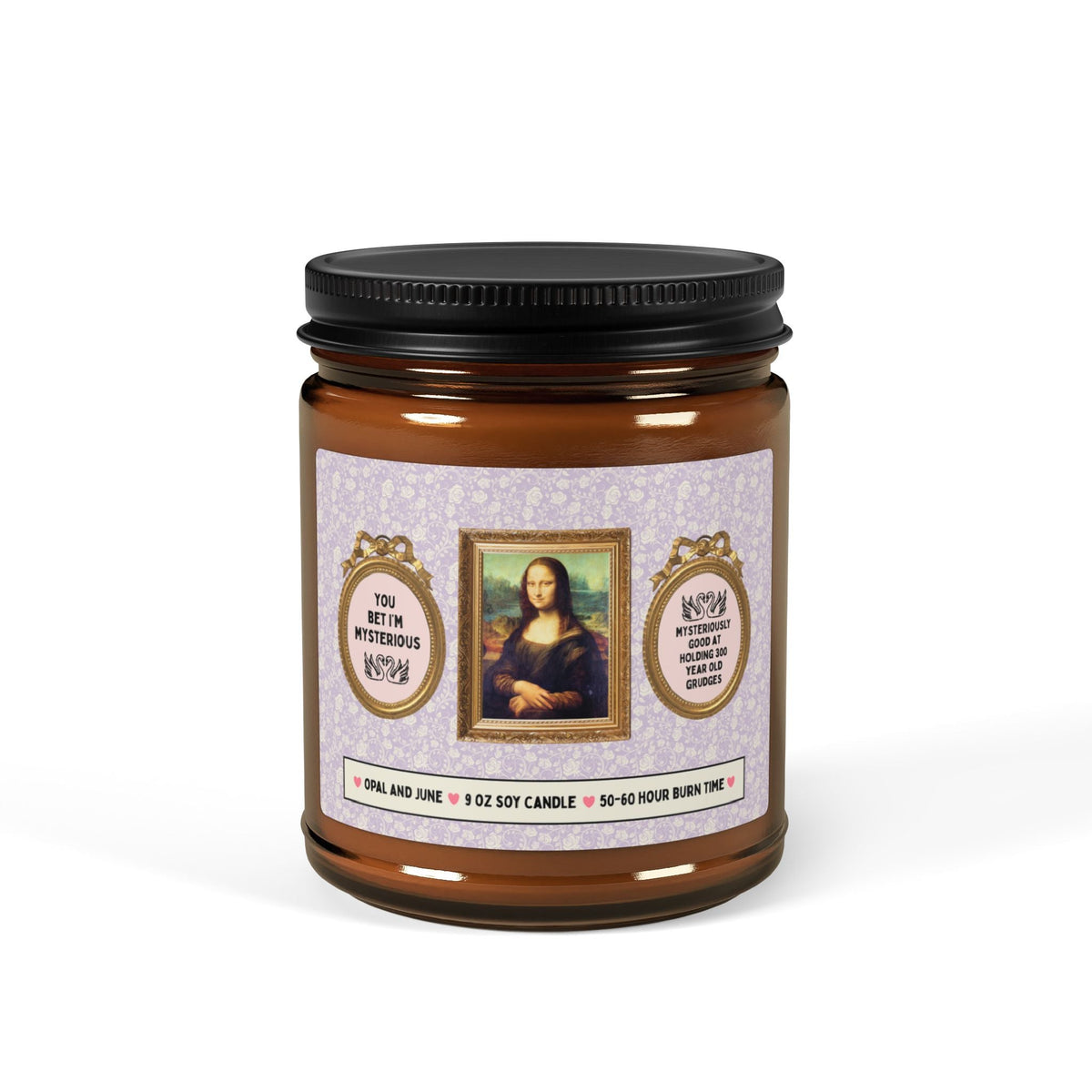 Funny History Buff or Historian Gift for History Teacher: 300 Year Old Grudges 9 Oz Candle, Funny Art History Buff Gift, Mona Lisa da Vinci - Opal and June