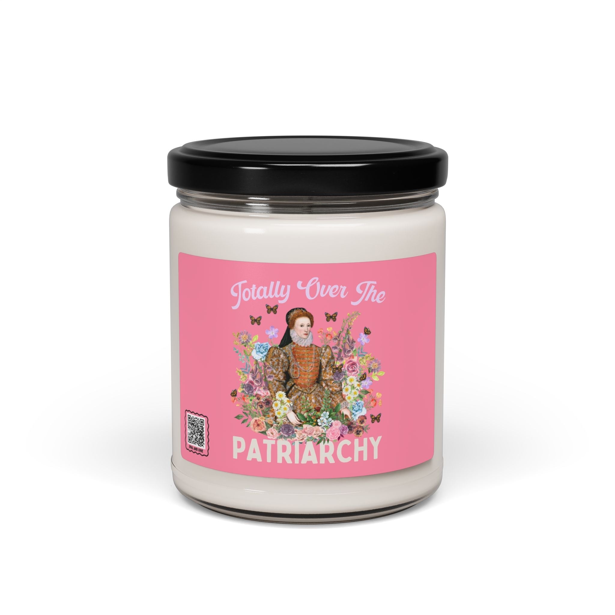 Funny History Candle, English History Professor: Totally Over The Patriarchy, Floral Cottagecore Candle, Queen Elizabeth I, Tudor History - Opal and June