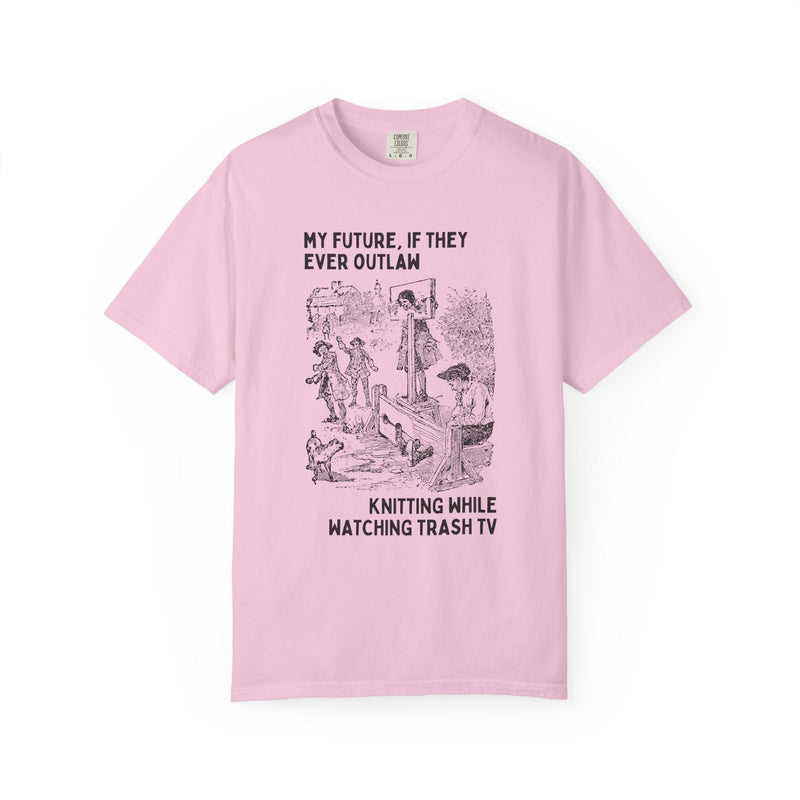 Funny Knitting Lover Tee Shirt for Friend Who Loves to Knit While Watching TV: Funny Saying Yarn Lover Gift, Vintage Aesthetic Birthday Gift - Opal and June
