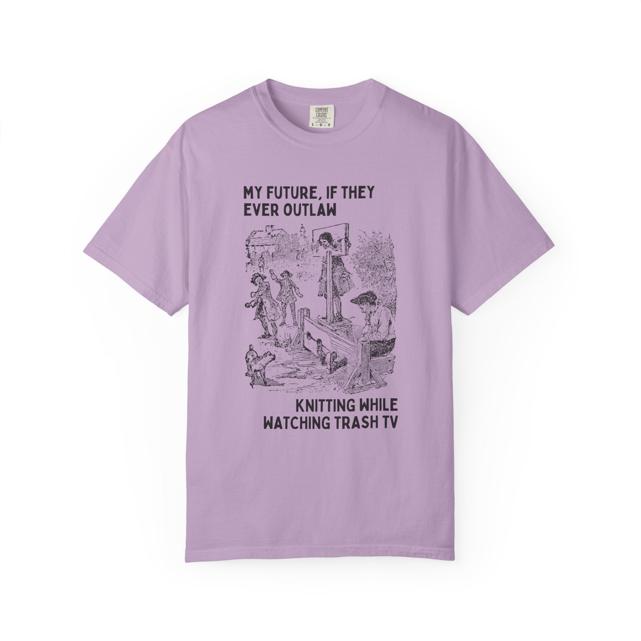 Funny Knitting Lover Tee Shirt for Friend Who Loves to Knit While Watching TV: Funny Saying Yarn Lover Gift, Vintage Aesthetic Birthday Gift - Opal and June