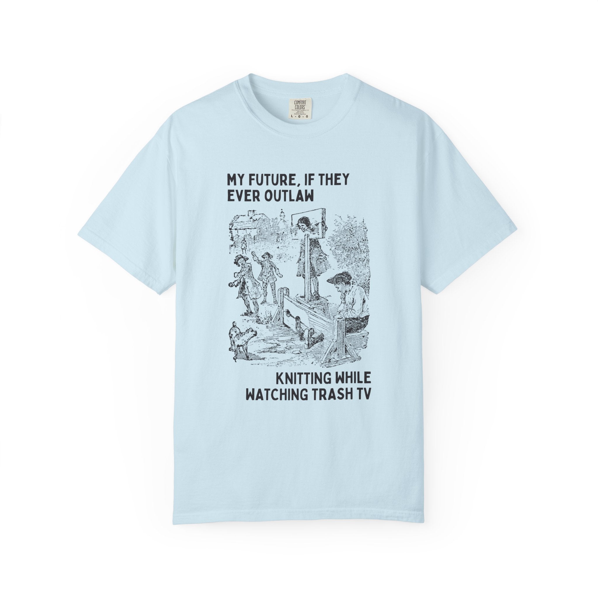 Funny Knitting Lover Tee Shirt for Friend Who Loves to Knit While Watching TV: Funny Saying Yarn Lover Gift, Vintage Aesthetic Birthday Gift - Opal and June