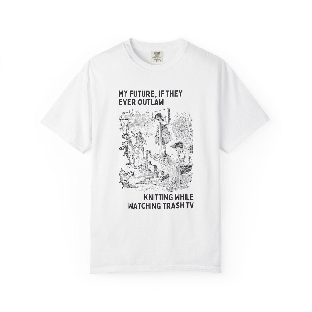 Funny Knitting Lover Tee Shirt for Friend Who Loves to Knit While Watching TV: Funny Saying Yarn Lover Gift, Vintage Aesthetic Birthday Gift - Opal and June