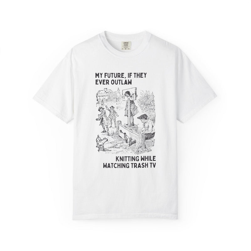 Funny Knitting Lover Tee Shirt for Friend Who Loves to Knit While Watching TV: Funny Saying Yarn Lover Gift, Vintage Aesthetic Birthday Gift - Opal and June