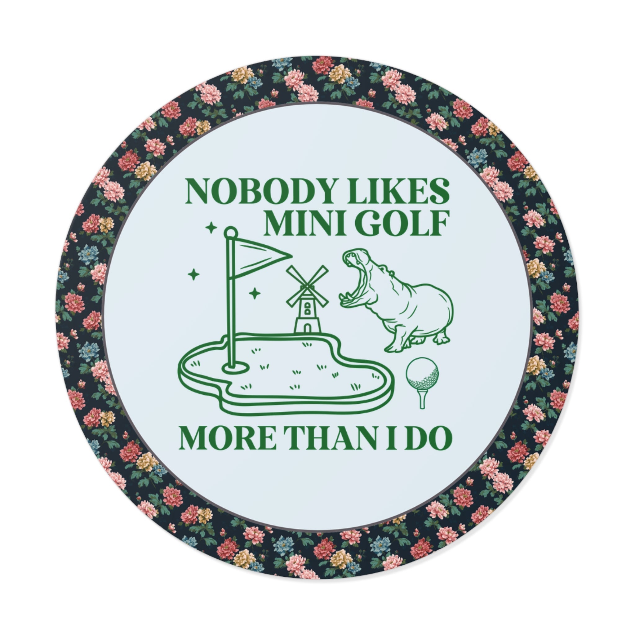 Funny Mini Golf Sticker for Mom or Dad Who Always Wins Mini Golf, Silly Nineties Throwback Sticker with Hippo, Animal Lover Gift for Sibling - Opal and June