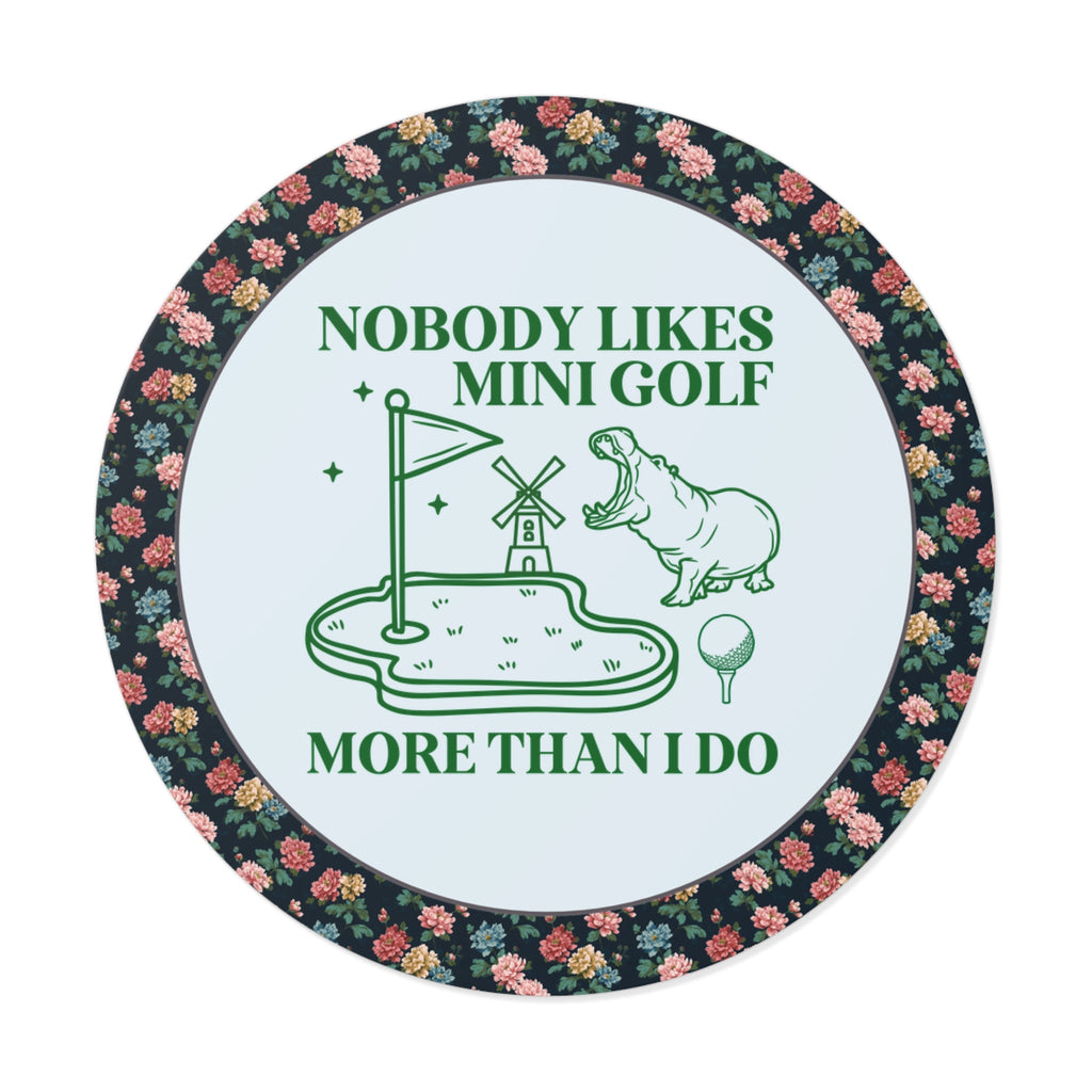 Funny Mini Golf Sticker for Mom or Dad Who Always Wins Mini Golf, Silly Nineties Throwback Sticker with Hippo, Animal Lover Gift for Sibling - Opal and June
