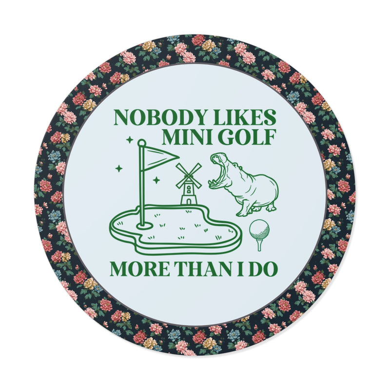Funny Mini Golf Sticker for Mom or Dad Who Always Wins Mini Golf, Silly Nineties Throwback Sticker with Hippo, Animal Lover Gift for Sibling - Opal and June