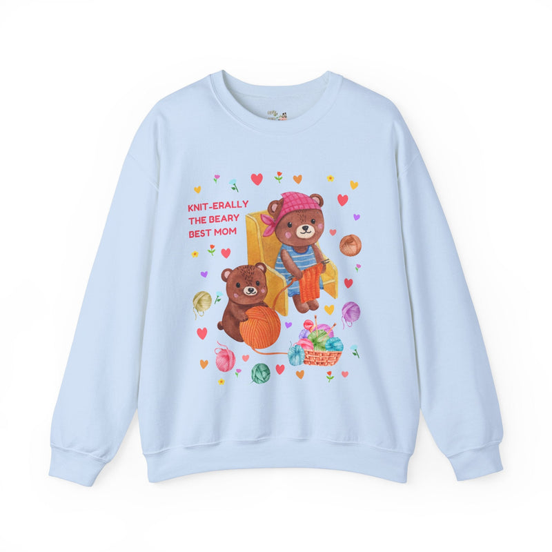 Funny Mom Sweatshirt, Mom Who Loves Knitting and Silly Puns, Cute Cottagecore Bear Crewneck, 90s Aesthetic, Boho Dreamcore Shirt with Hearts - Opal and June