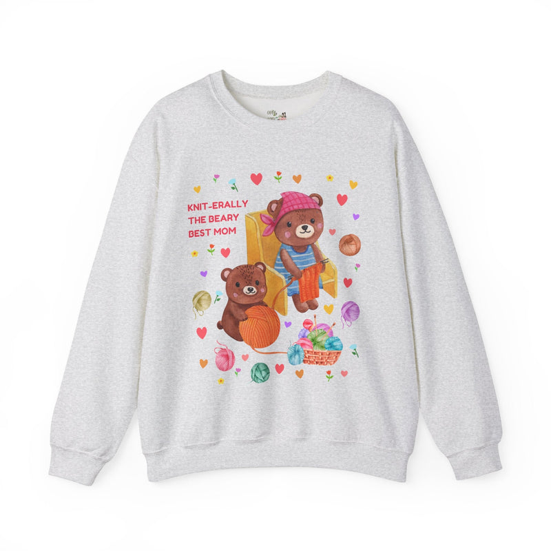 Funny Mom Sweatshirt, Mom Who Loves Knitting and Silly Puns, Cute Cottagecore Bear Crewneck, 90s Aesthetic, Boho Dreamcore Shirt with Hearts - Opal and June