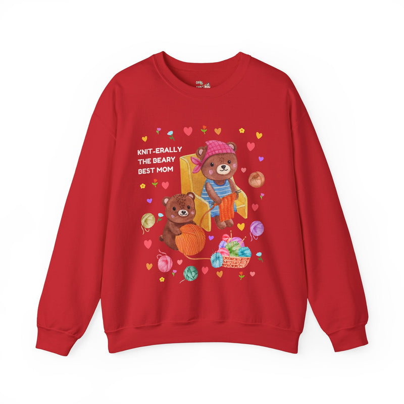 Funny Mom Sweatshirt, Mom Who Loves Knitting and Silly Puns, Cute Cottagecore Bear Crewneck, 90s Aesthetic, Boho Dreamcore Shirt with Hearts - Opal and June