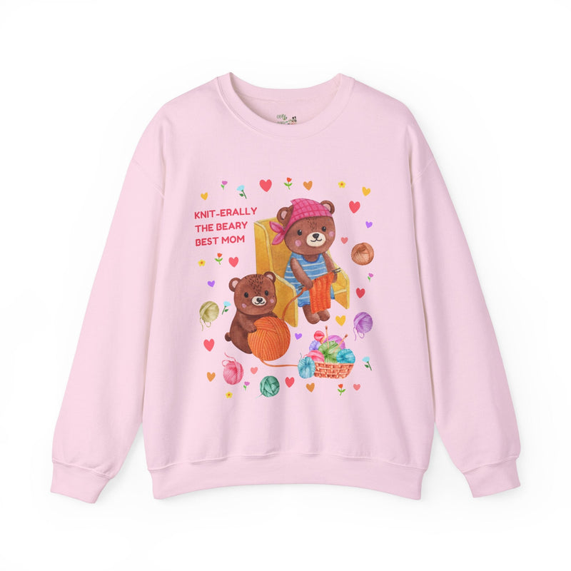 Funny Mom Sweatshirt, Mom Who Loves Knitting and Silly Puns, Cute Cottagecore Bear Crewneck, 90s Aesthetic, Boho Dreamcore Shirt with Hearts - Opal and June