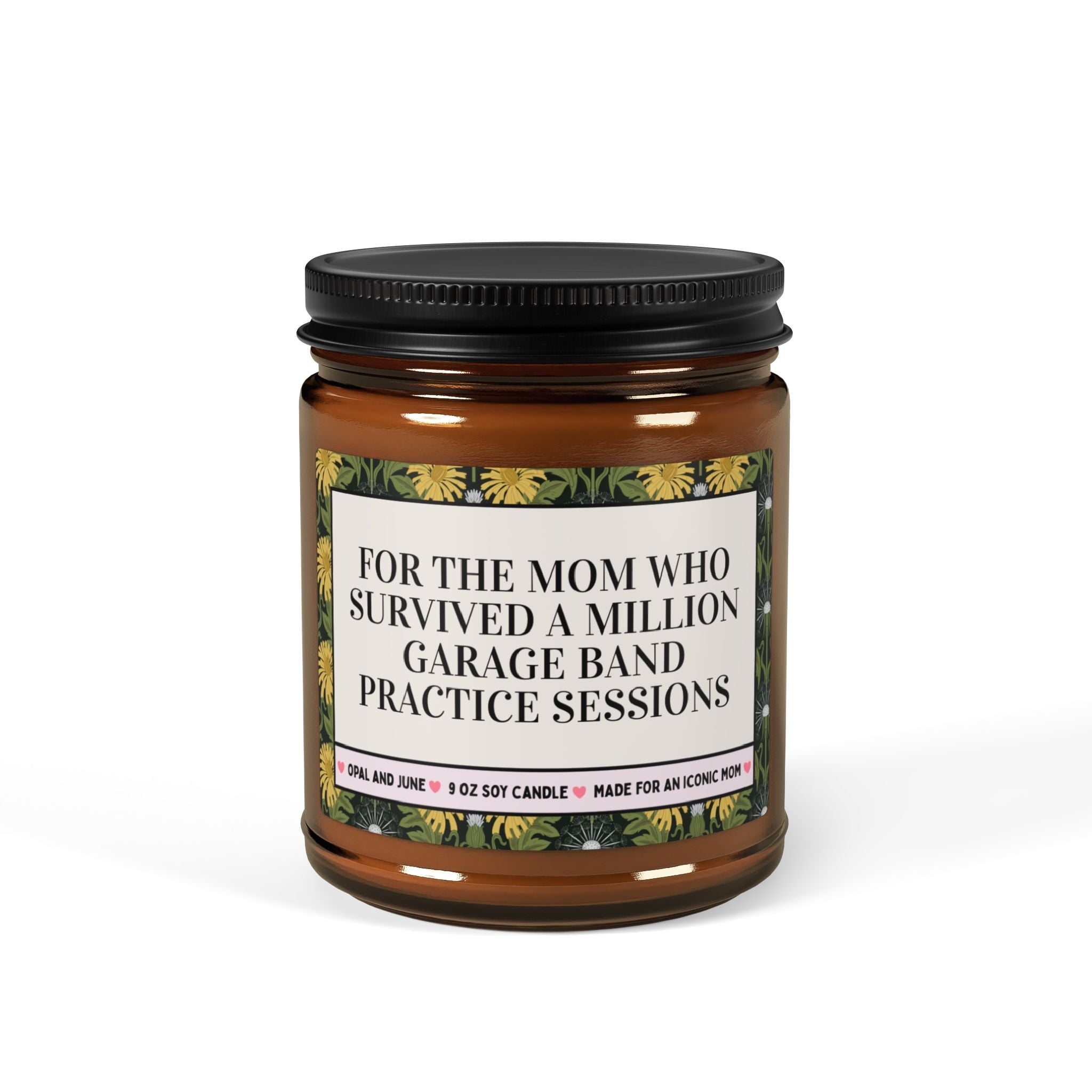 Funny Mother's Day Gift for Garage Band Mom, Silly Mom of Teenagers Gift from Son or Daughter Who Plays Drums or Guitar, 9 Oz Soy Candle - Opal and June
