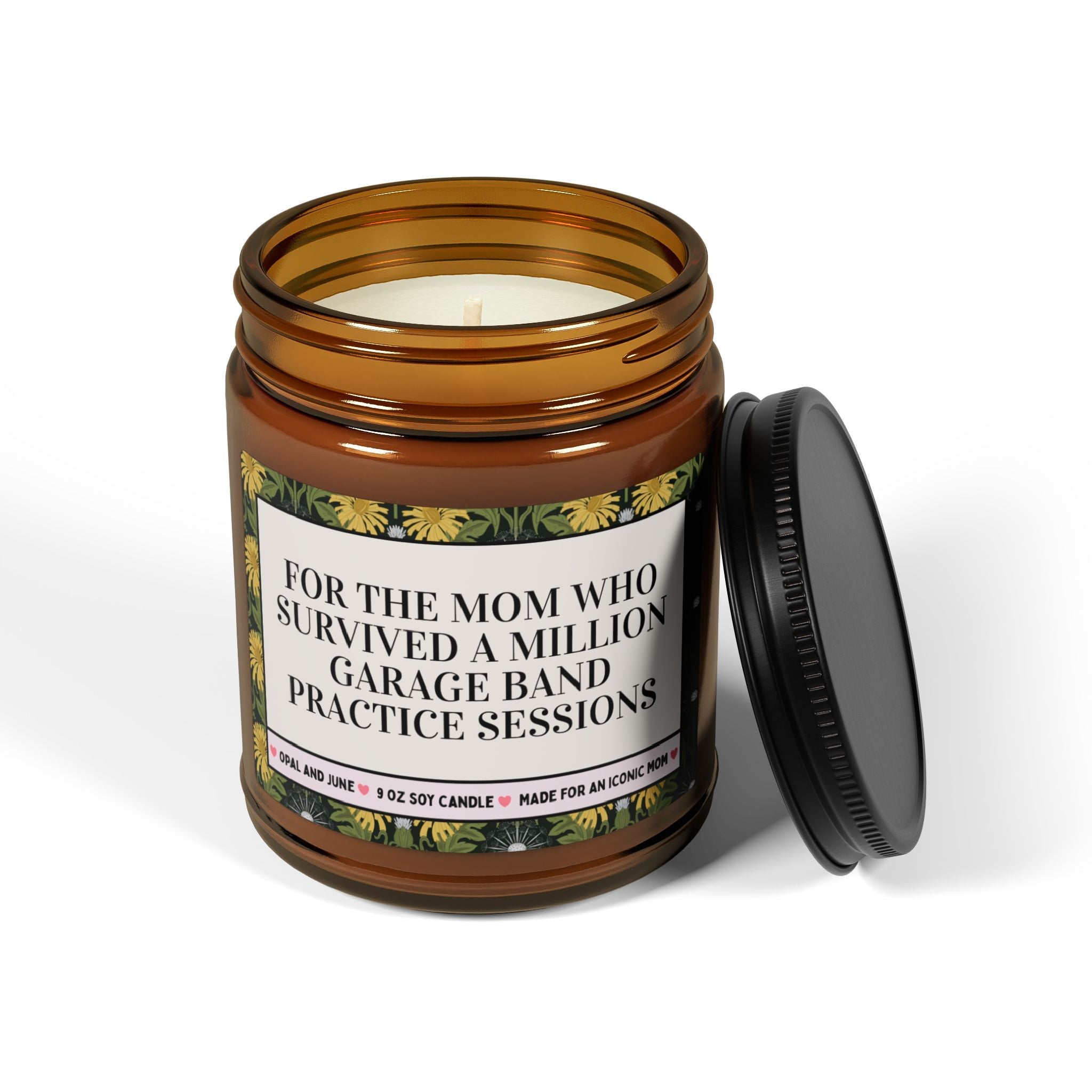 Funny Mother's Day Gift for Garage Band Mom, Silly Mom of Teenagers Gift from Son or Daughter Who Plays Drums or Guitar, 9 Oz Soy Candle - Opal and June