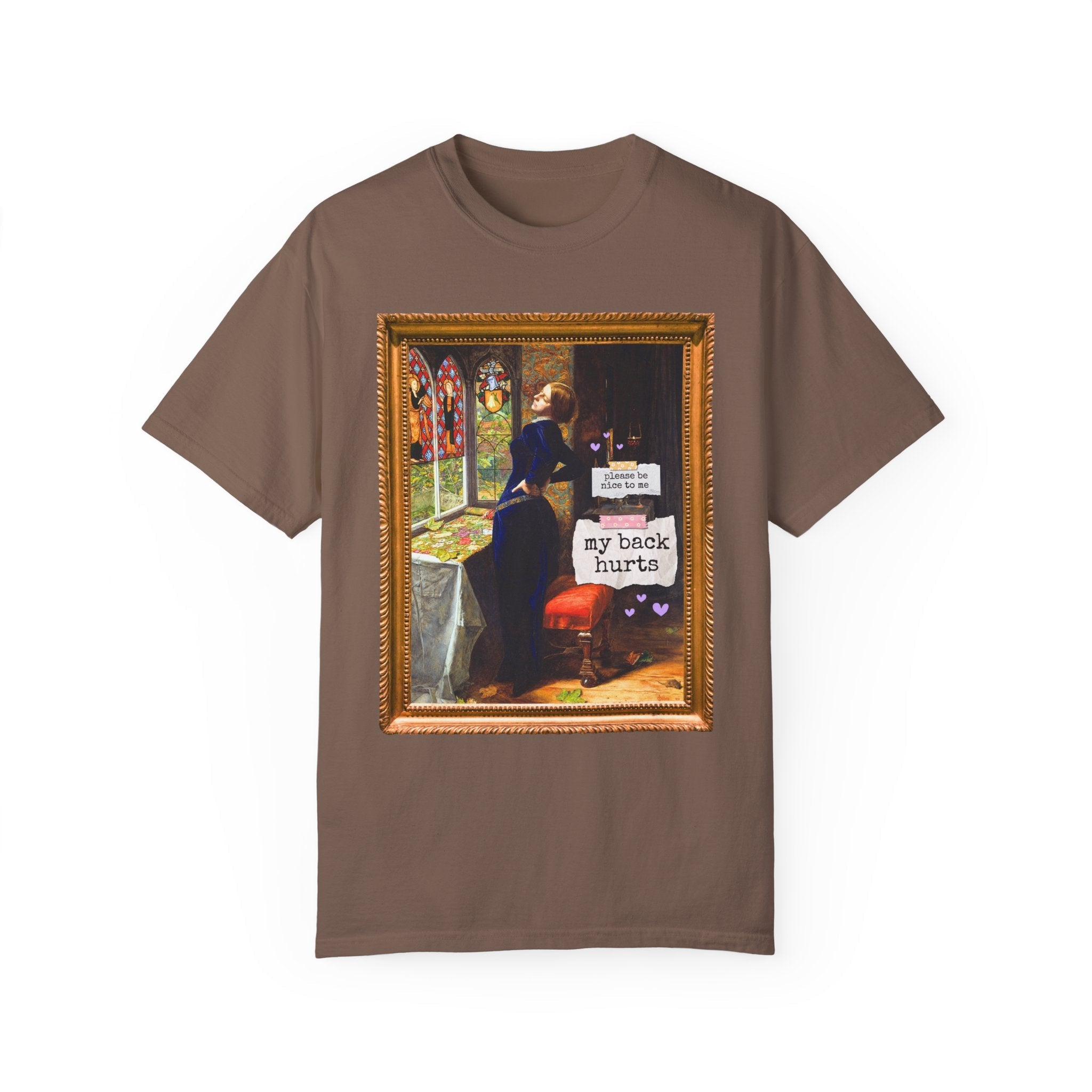 Funny My Back Hurts Tee Shirt for Art Historian, Mariana John Everett Millais, Silly Thirty or Fortieth Birthday Gift, Unhinged Mother's Day - Opal and June