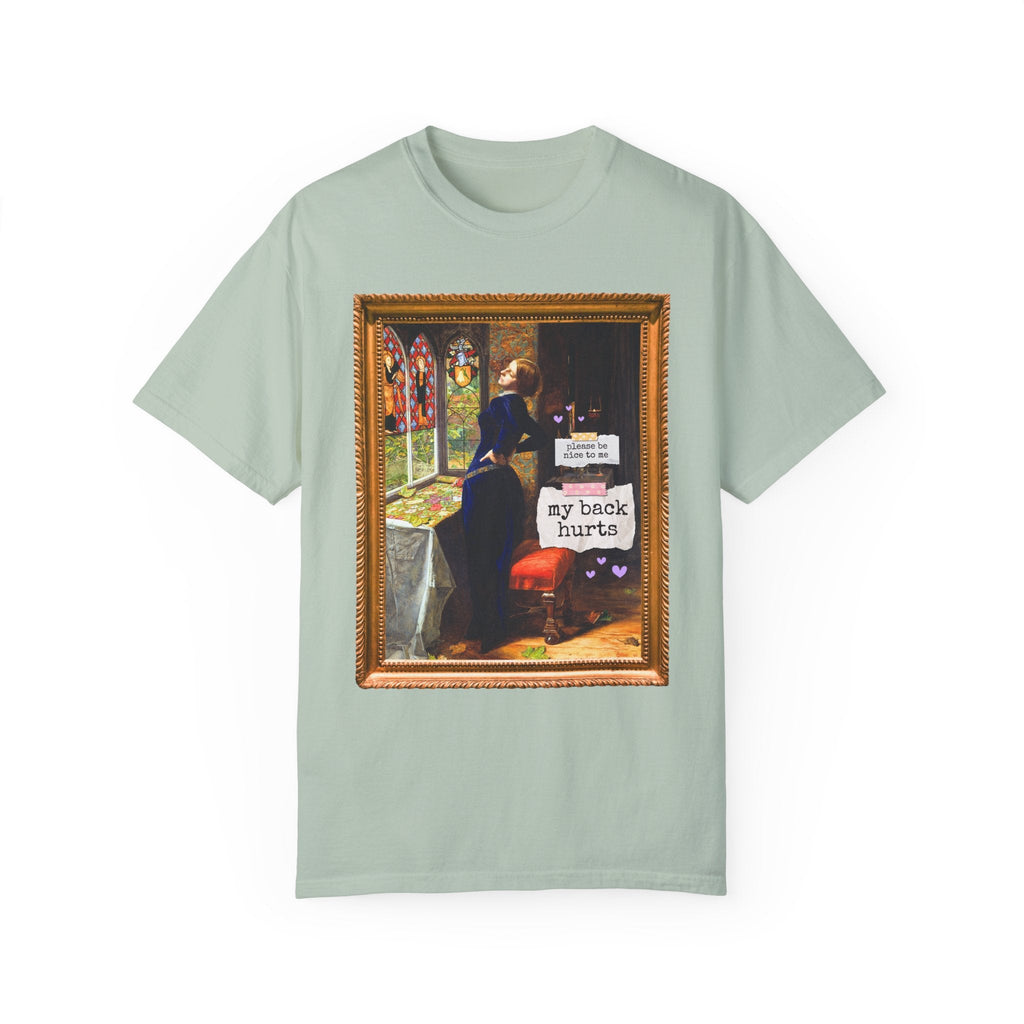 Funny My Back Hurts Tee Shirt for Art Historian, Mariana John Everett Millais, Silly Thirty or Fortieth Birthday Gift, Unhinged Mother's Day - Opal and June