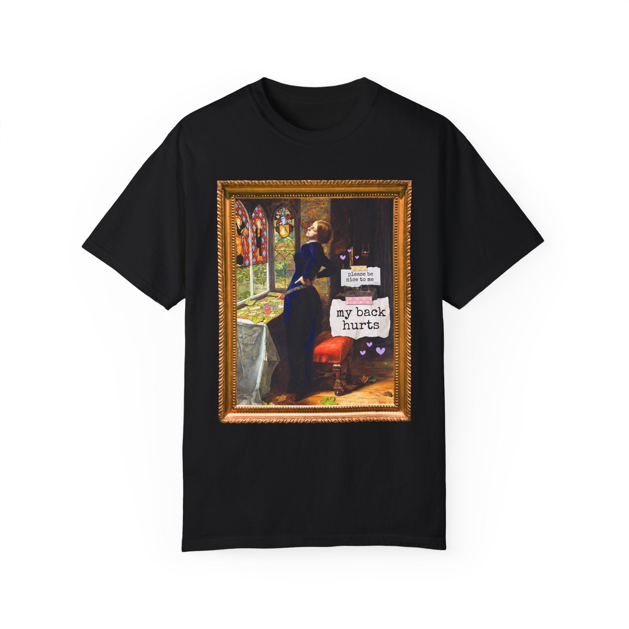 Funny My Back Hurts Tee Shirt for Art Historian, Mariana John Everett Millais, Silly Thirty or Fortieth Birthday Gift, Unhinged Mother's Day - Opal and June