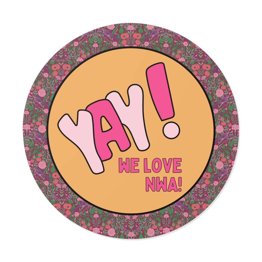 Funny Northwest Arkansas Sticker with Flowers and Cute Indie Sleaze Aesthetic: Yay! We Love NWA! | Gift for Family Moving to Fayetteville - Opal and June