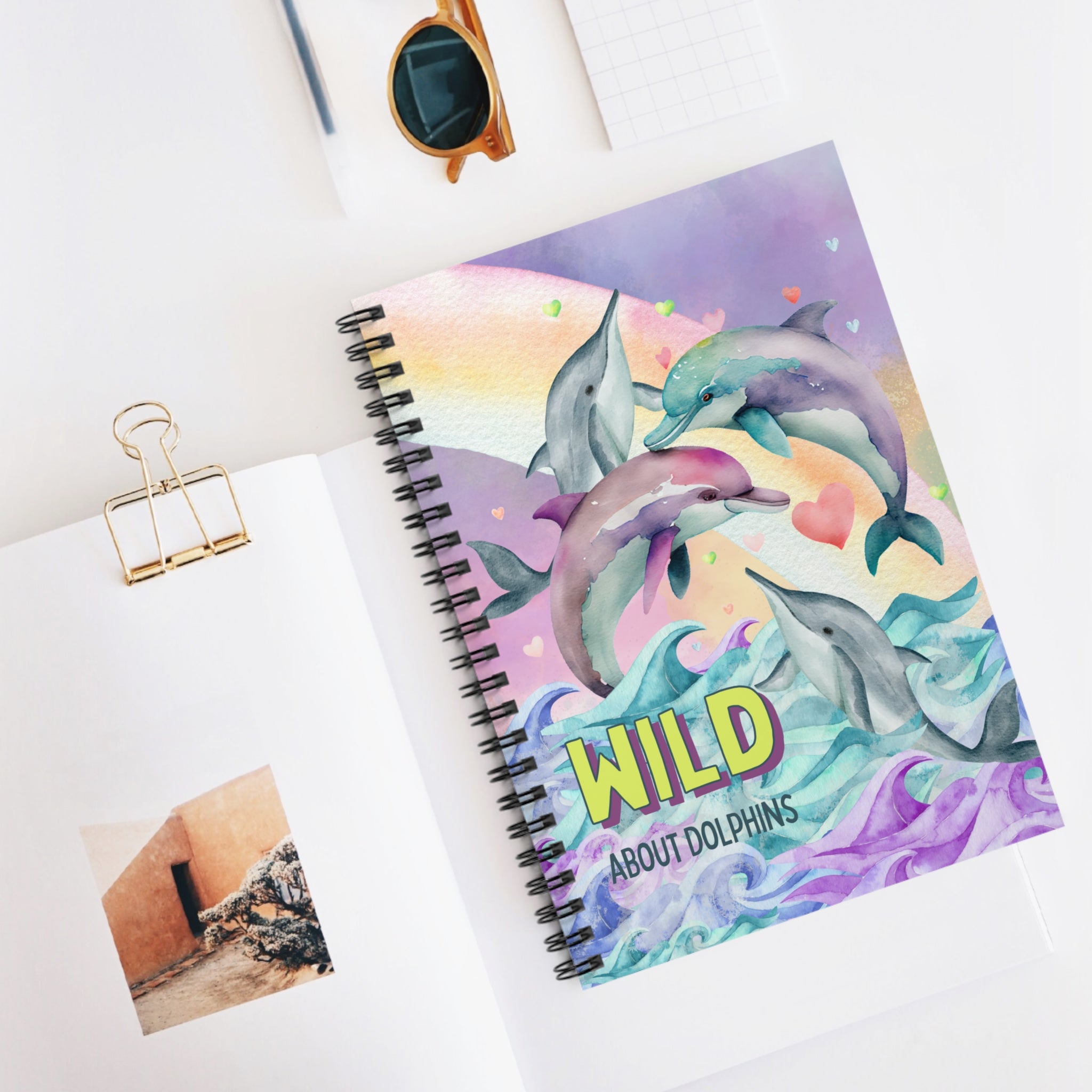 Funny Ocean Notebook for Dolphin Lover: Wild About Dolphins | Kitschy 90s Style Journal with Rainbow - Opal and June
