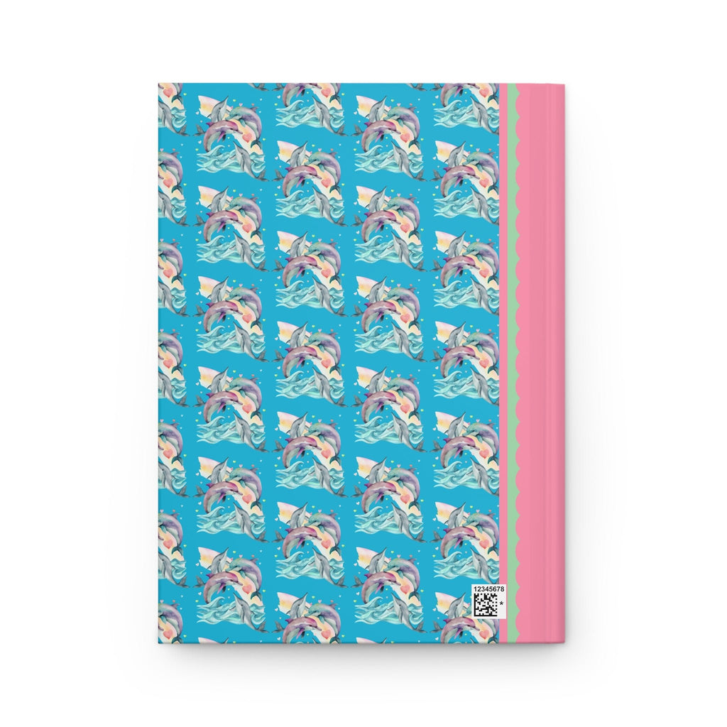 Funny Ocean Notebook for Dolphin Lover with Cute Y2K Aesthetic Hearts, Kitschy Nineties Style Journal with Rainbow for Friend Who Loves Dolphins - Opal and June