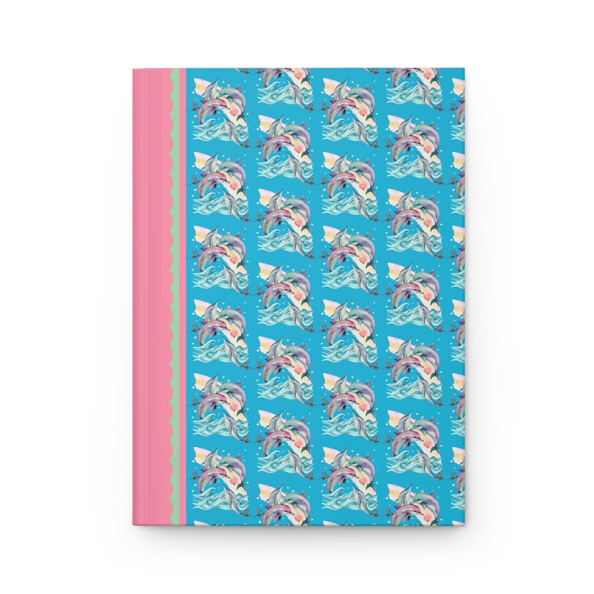 Funny Ocean Notebook for Dolphin Lover with Cute Y2K Aesthetic Hearts, Kitschy Nineties Style Journal with Rainbow for Friend Who Loves Dolphins - Opal and June