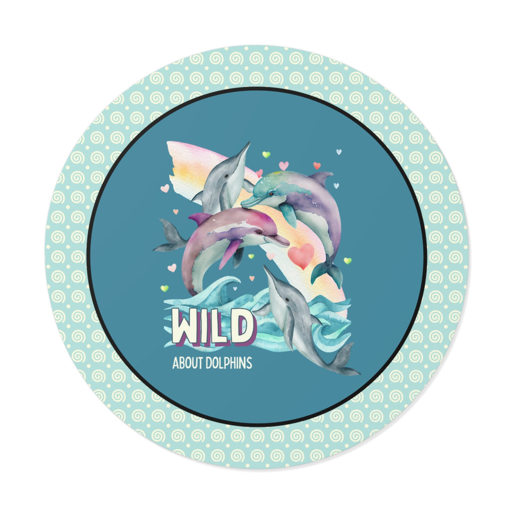 Funny Ocean Sticker, Dolphin Lover: Wild About Dolphins, Kitschy Nineties Style Sticker with Rainbow, Marine Biologist Gift, Science Major - Opal and June