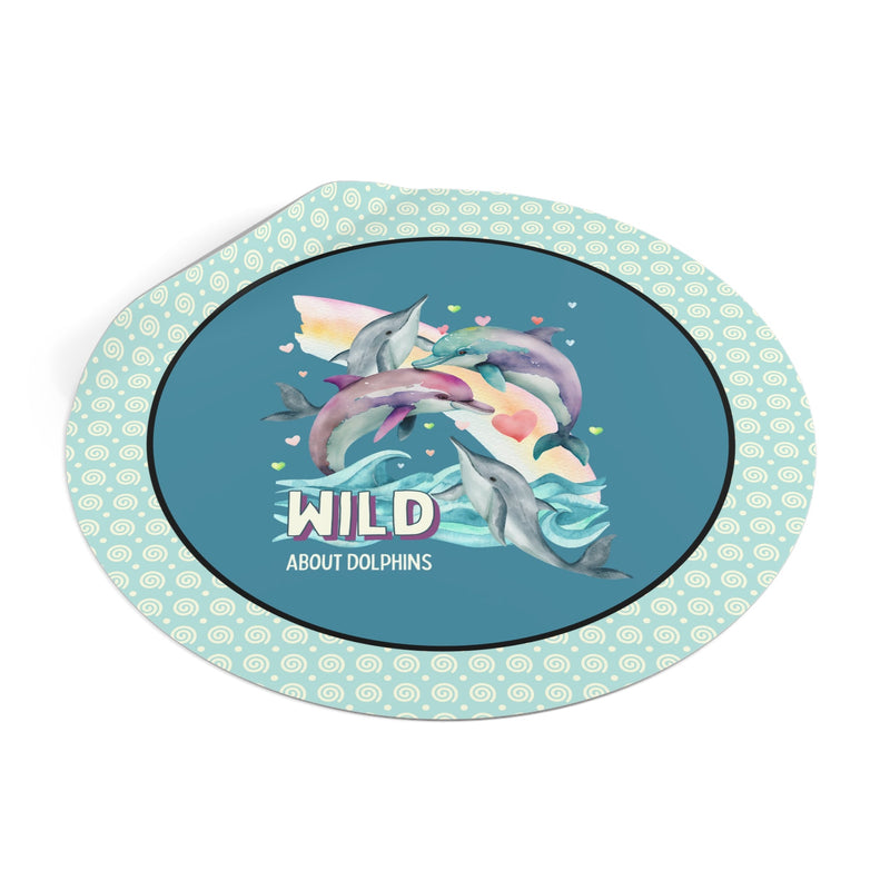 Funny Ocean Sticker, Dolphin Lover: Wild About Dolphins, Kitschy Nineties Style Sticker with Rainbow, Marine Biologist Gift, Science Major - Opal and June