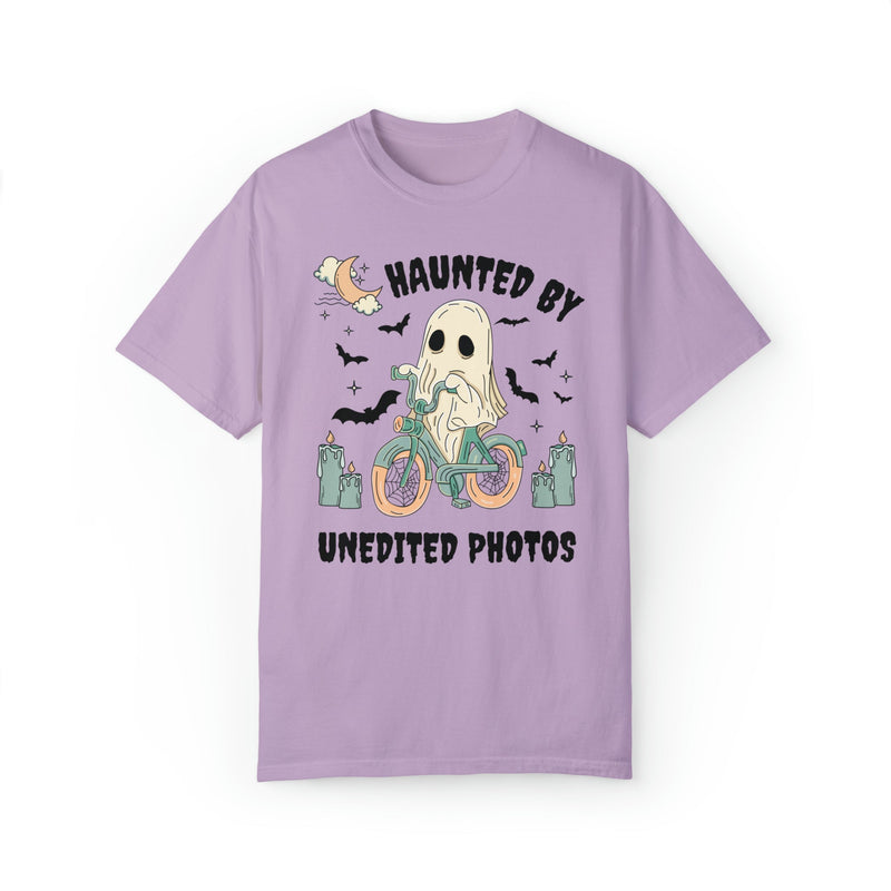 Funny Photographer Shirt for Halloween: Haunted By Unedited Photos | Spooky Season Tee for Photographer - Opal and June