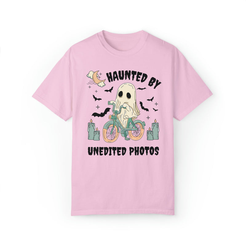 Funny Photographer Shirt for Halloween: Haunted By Unedited Photos | Spooky Season Tee for Photographer - Opal and June