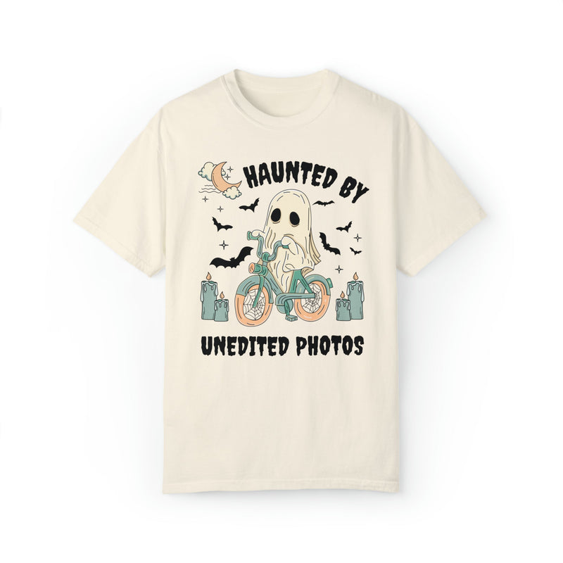 Funny Photographer Shirt for Halloween: Haunted By Unedited Photos | Spooky Season Tee for Photographer - Opal and June