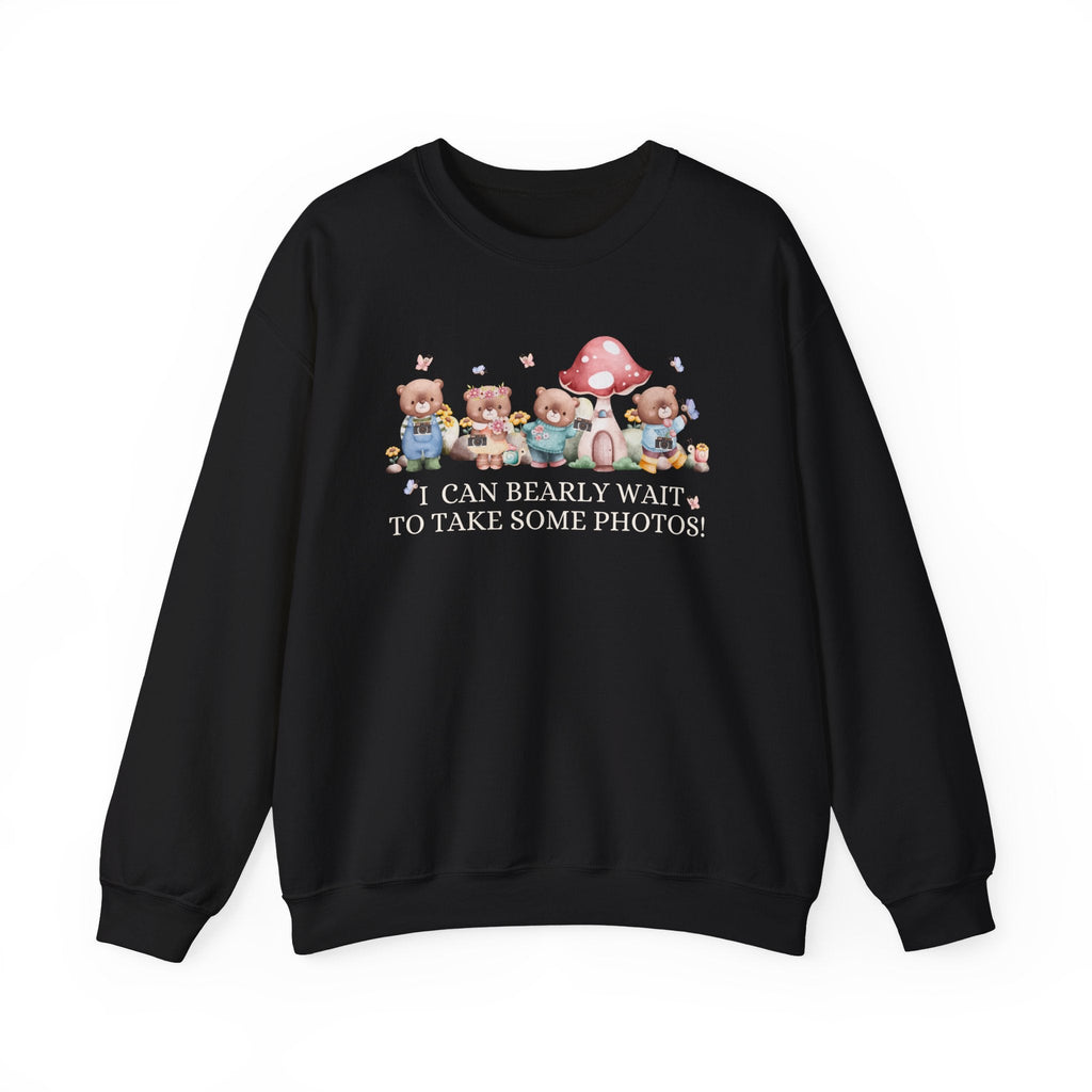 Funny Photographer Shirt for Mom Who Loves Photos and Awesome Puns: Cute Cottagecore Bear Sweatshirt with Mushroom for Family Photographer - Opal and June